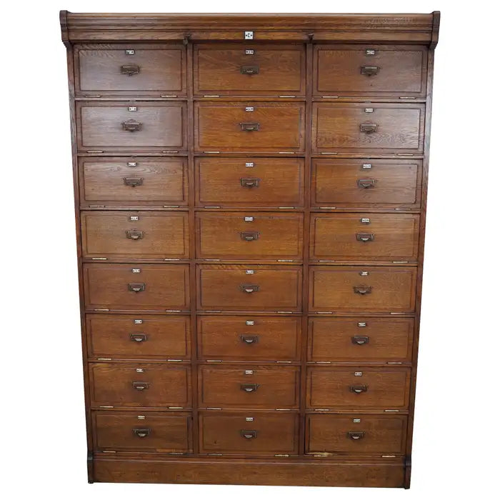 Belgian Oak Apothecary / Filing Cabinet Folding Doors, 1900s