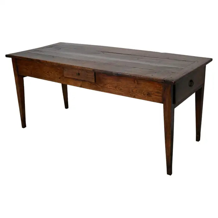 Antique Elm & Oak French Farmhouse Dining Table, 19th Century