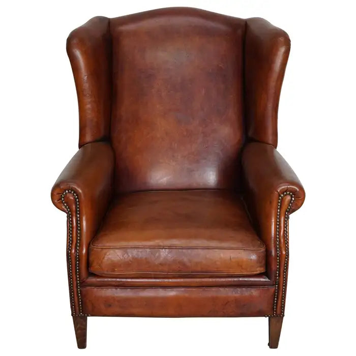 Vintage Dutch Cognac Colored Leather Club Chair