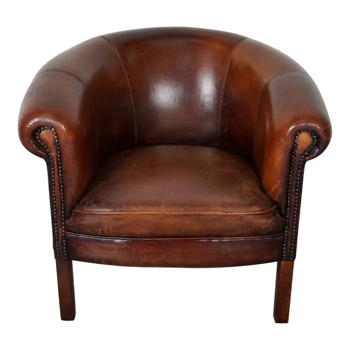 Vintage Dutch Cognac Colored Leather Club Chair