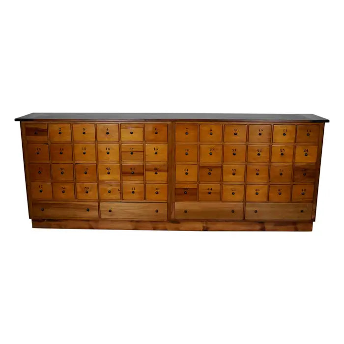 Large Dutch Industrial Beech Apothecary / School Cabinet, Mid-20th Century