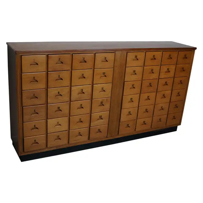 Dutch Industrial Beech Apothecary / School Cabinet, Mid-20th Century