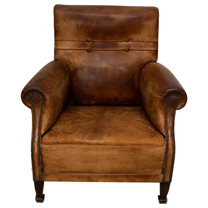 Vintage Dutch Cognac Colored Leather Club Chair