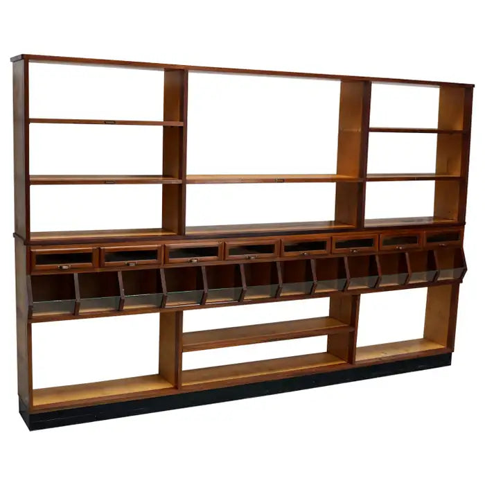 Large Dutch Mahogany and Beech Grocery Store / Haberdashery Shop Cabinet, 1950s