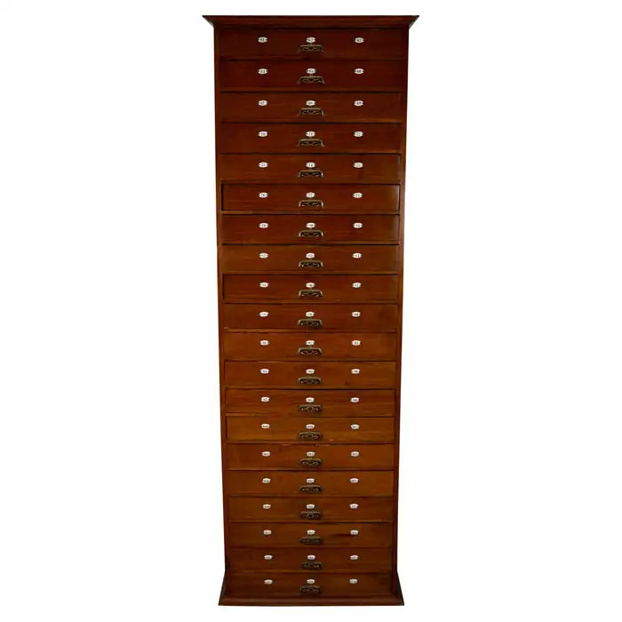 Very Tall Dutch Art Nouveau Walnut Apothecary Cabinet / Barber Cabinet, 1900s