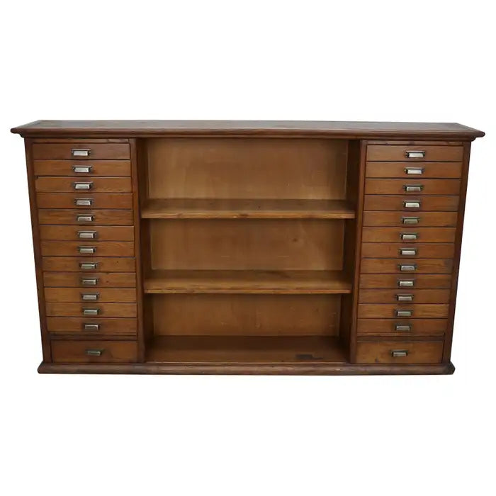 Vintage Dutch Oak Apothecary Sideboard / Filing Cabinet, 1950s