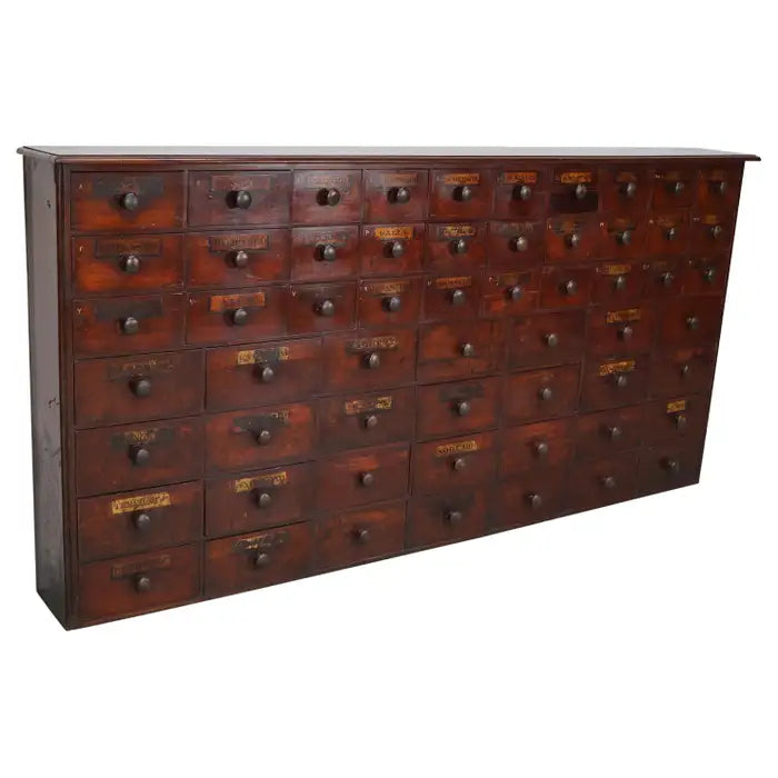 Antique Hardwood Apothecary Cabinet / Bank of Drawers, England, 19th Century
