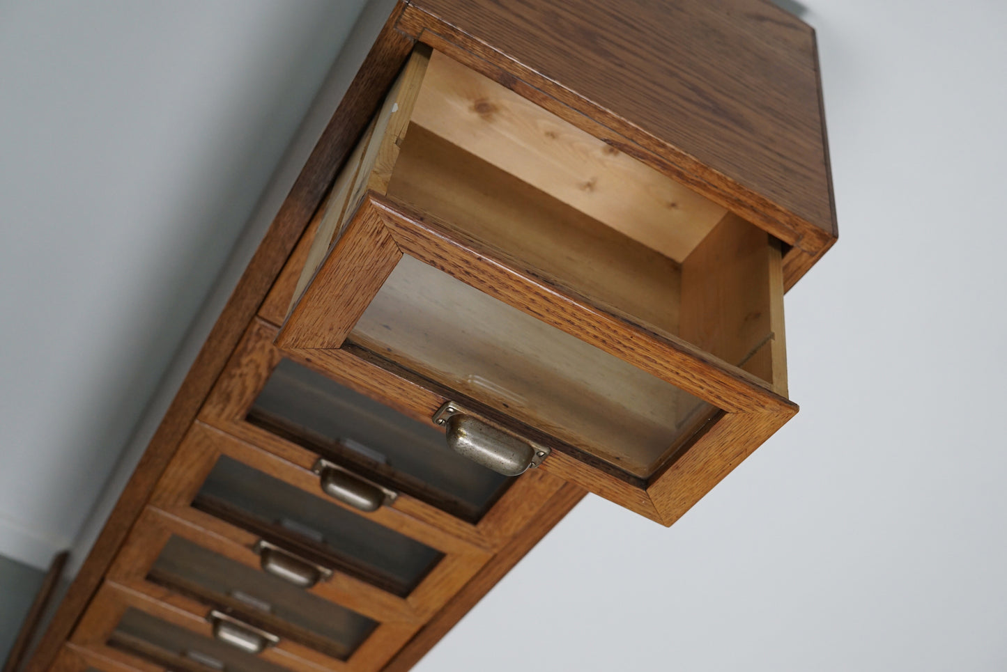 Vintage Dutch Oak Haberdashery Shop Cabinet, 1950s