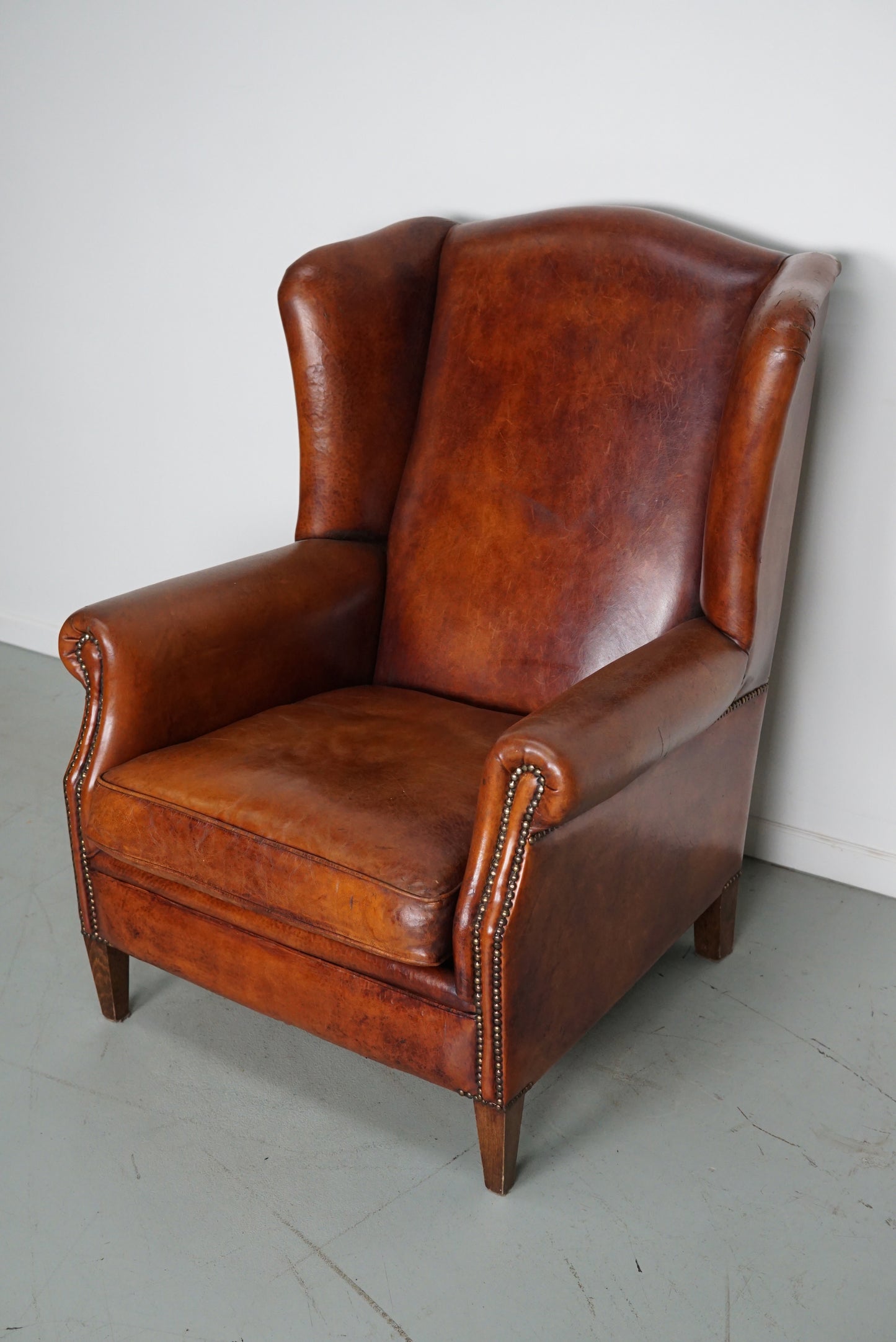 Vintage Dutch Cognac Colored Leather Club Chair