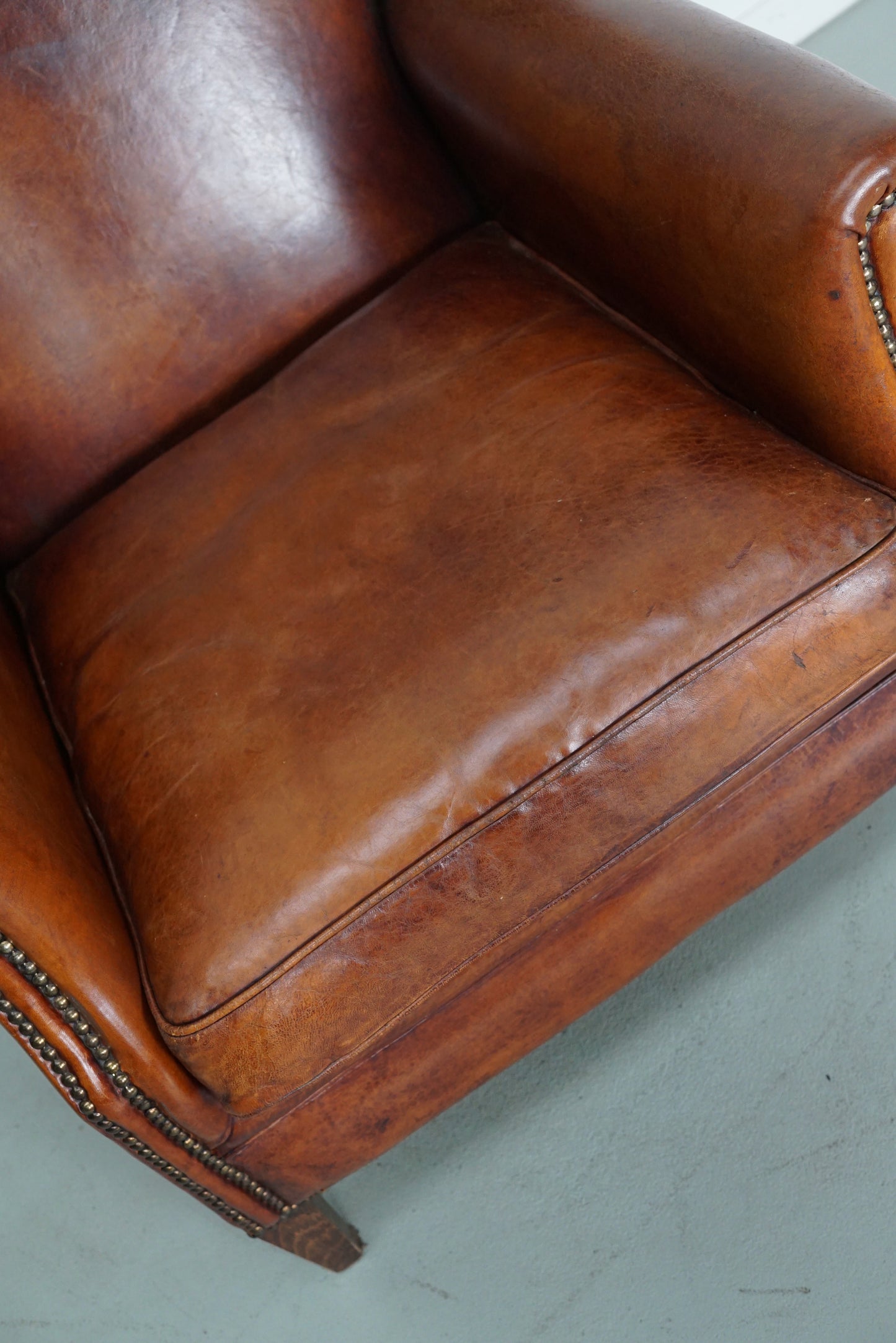 Vintage Dutch Cognac Colored Leather Club Chair