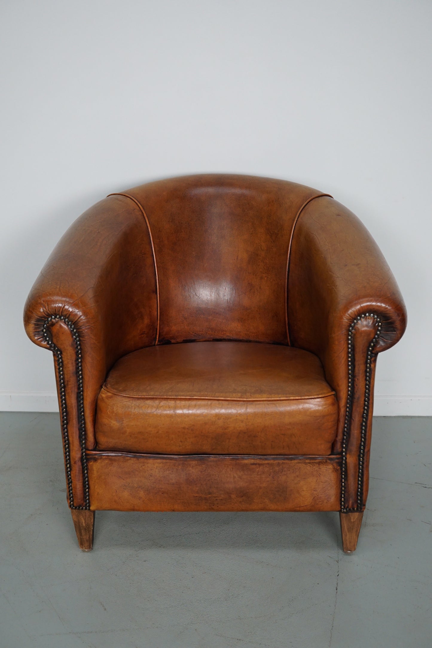 Vintage Dutch Cognac Colored Leather Club Chair