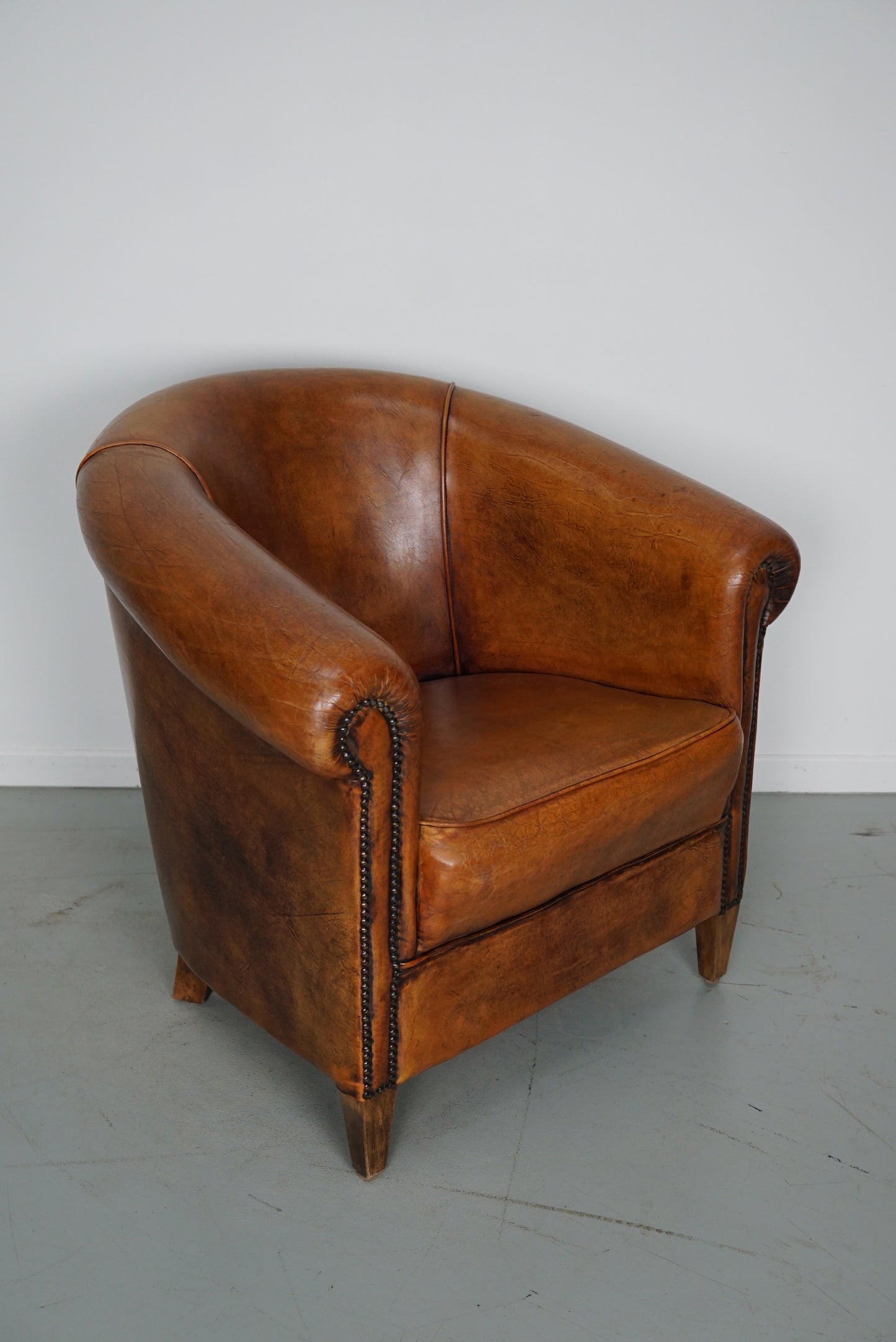 Vintage Dutch Cognac Colored Leather Club Chair