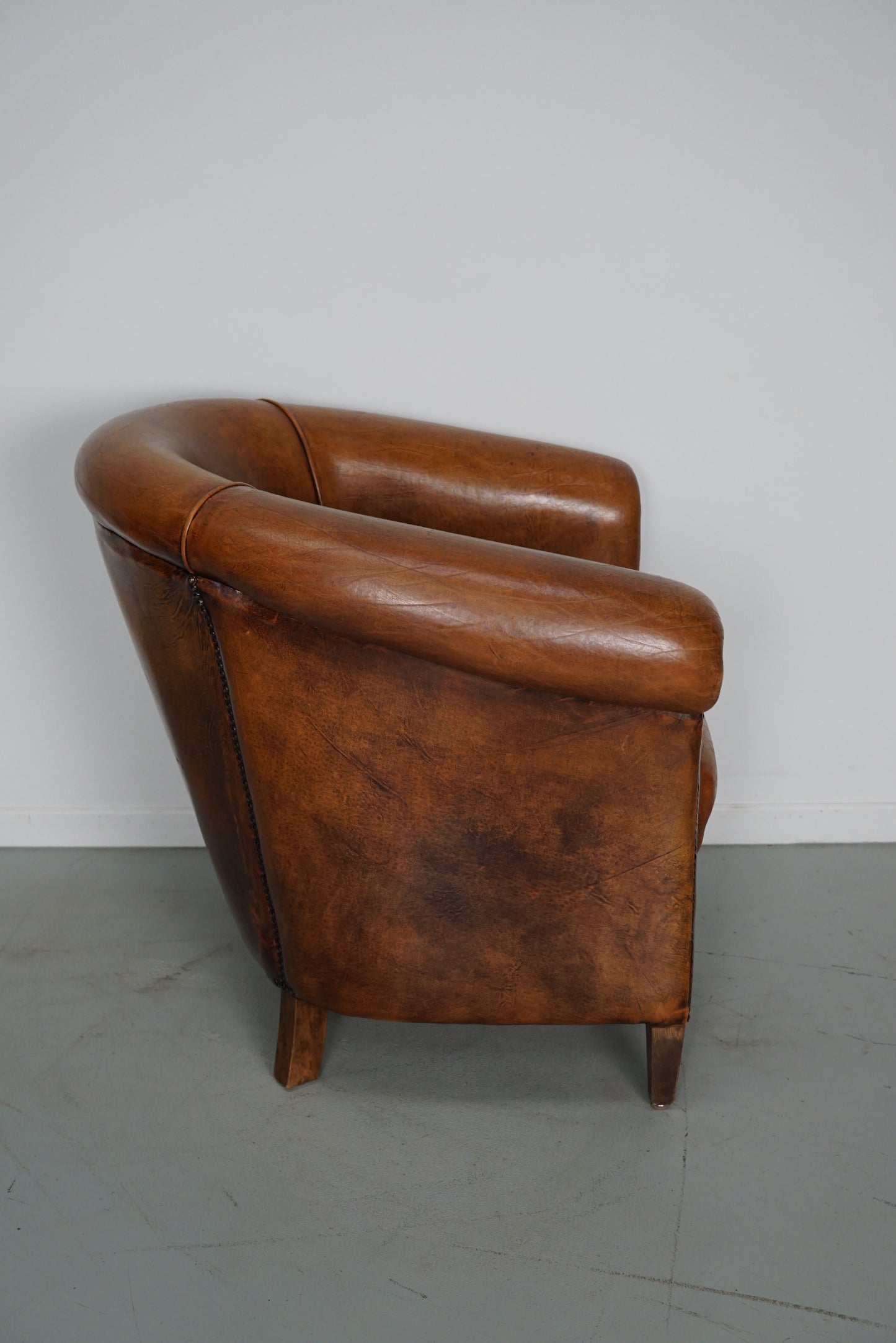 Vintage Dutch Cognac Colored Leather Club Chair