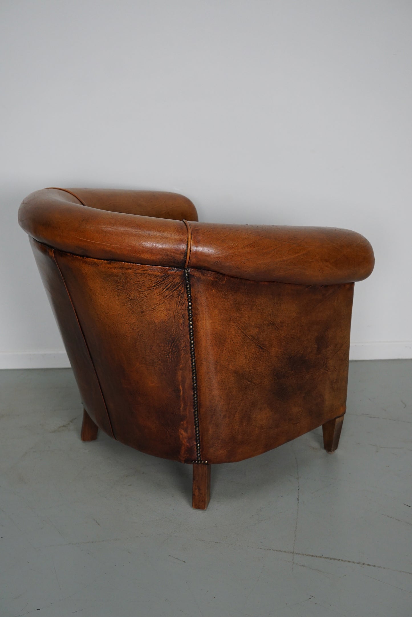 Vintage Dutch Cognac Colored Leather Club Chair