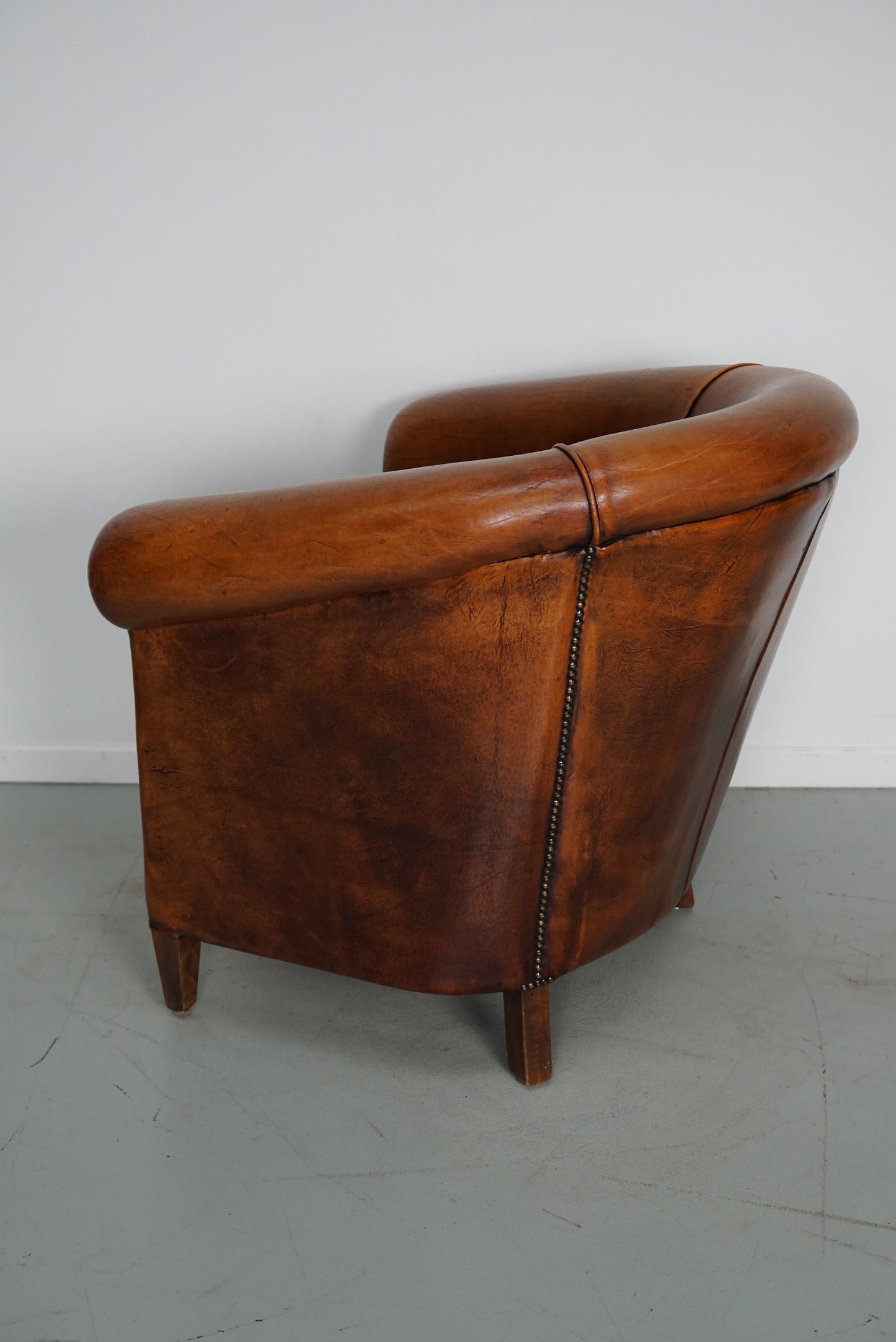 Vintage Dutch Cognac Colored Leather Club Chair