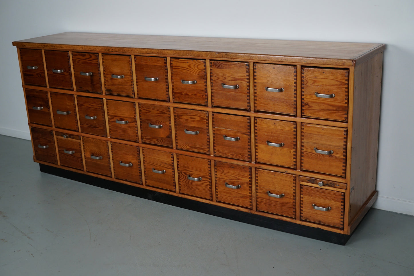 German Pine Industrial Apothecary / Shop Cabinet, 1950s