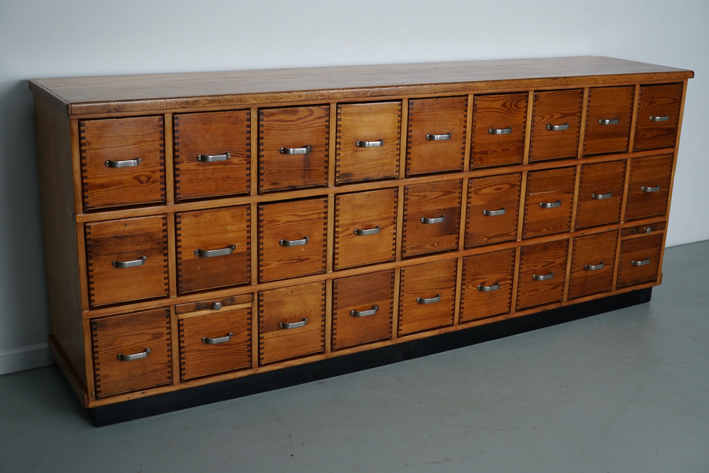 German Pine Industrial Apothecary / Shop Cabinet, 1950s