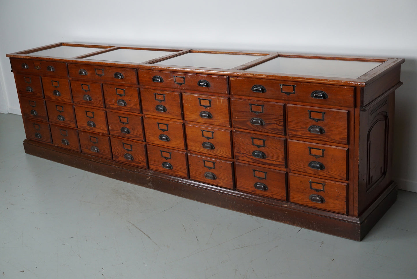 Large French Parisian Pitch Pine Bijouterie Shop Counter / Cabinet, 1930s