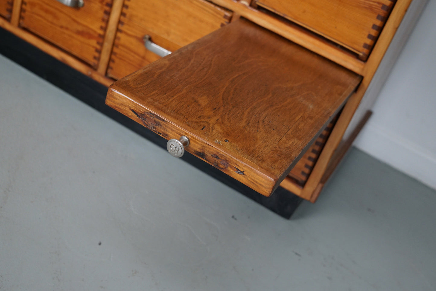 German Pine Industrial Apothecary / Shop Cabinet, 1950s