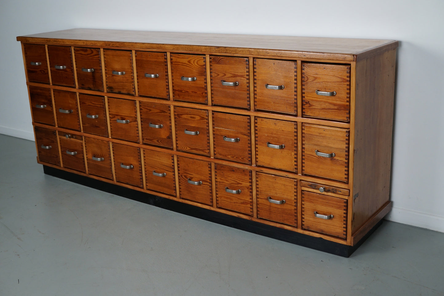 German Pine Industrial Apothecary / Shop Cabinet, 1950s