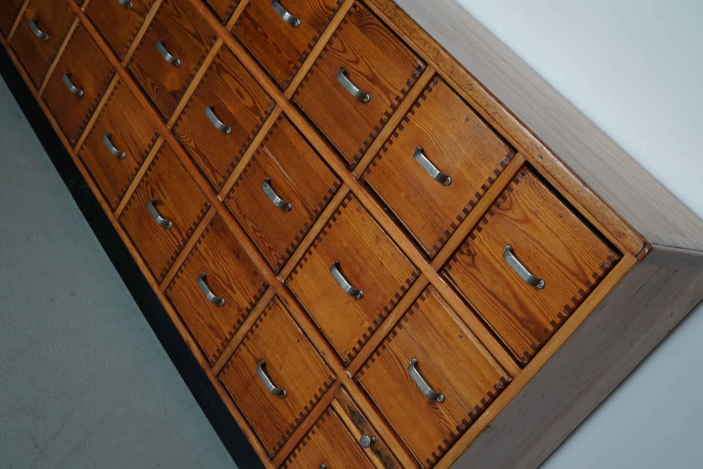 German Pine Industrial Apothecary / Shop Cabinet, 1950s