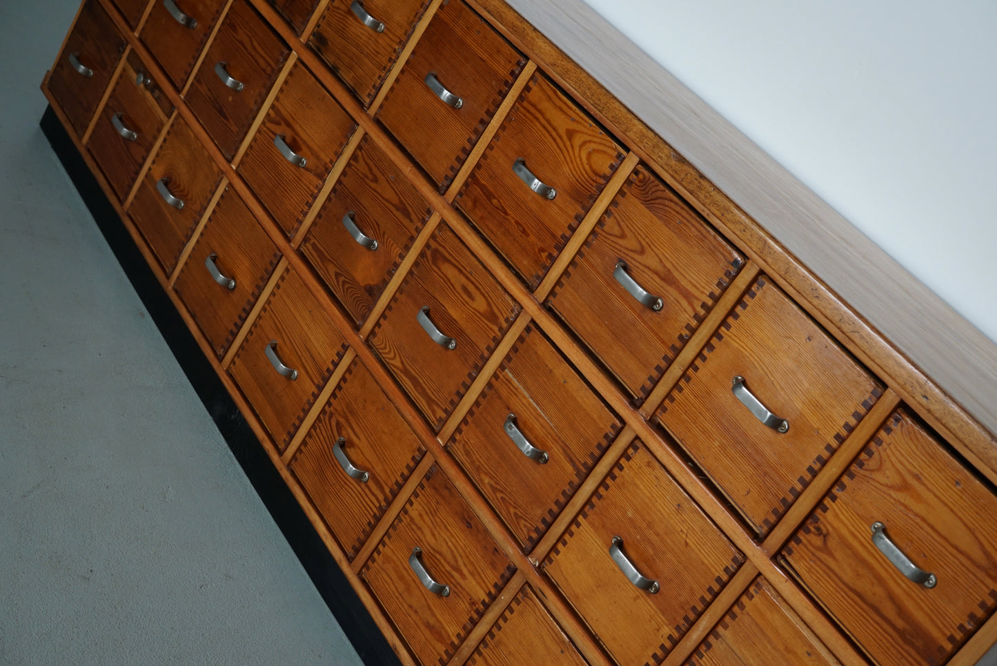 German Pine Industrial Apothecary / Shop Cabinet, 1950s