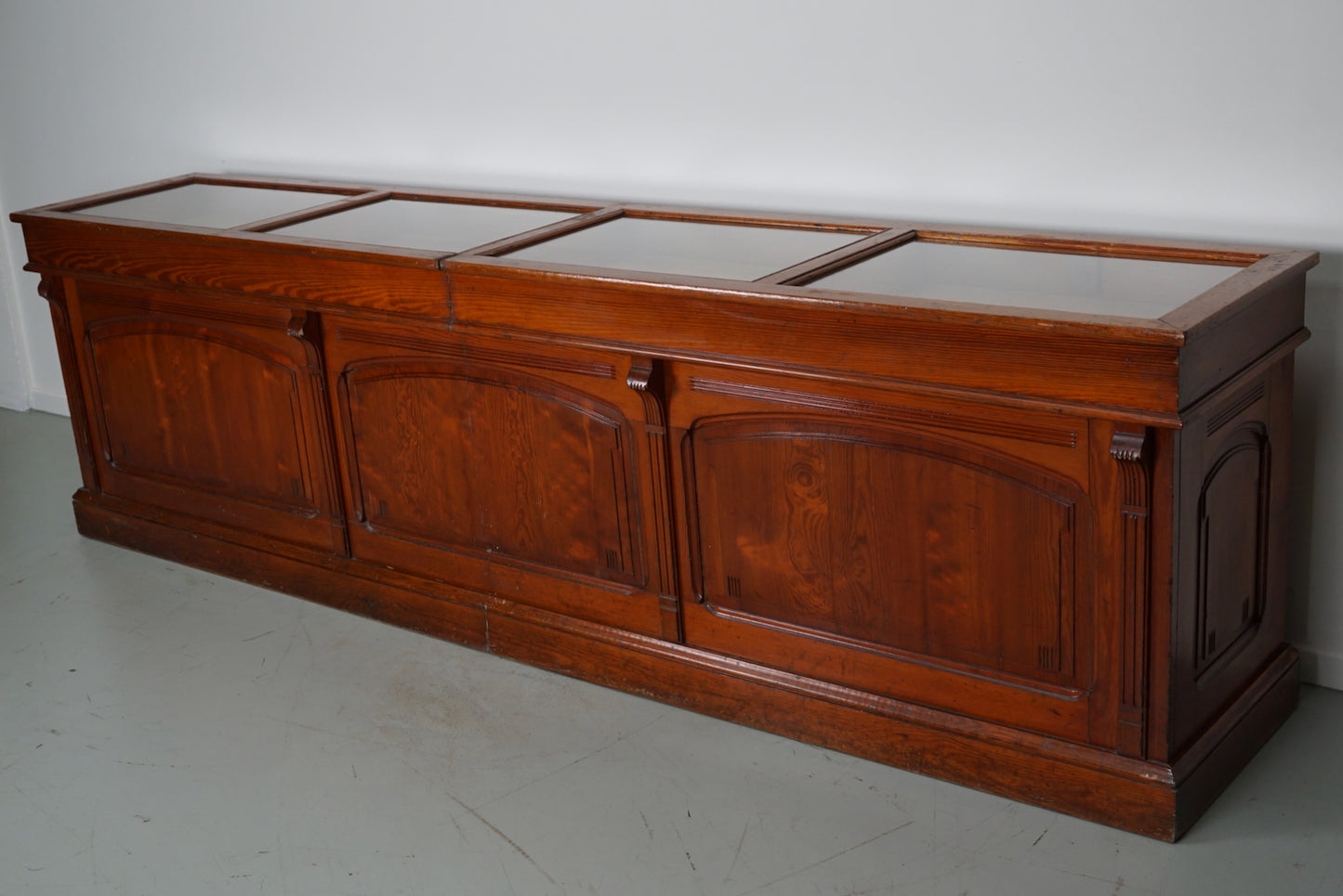 Large French Parisian Pitch Pine Bijouterie Shop Counter / Cabinet, 1930s