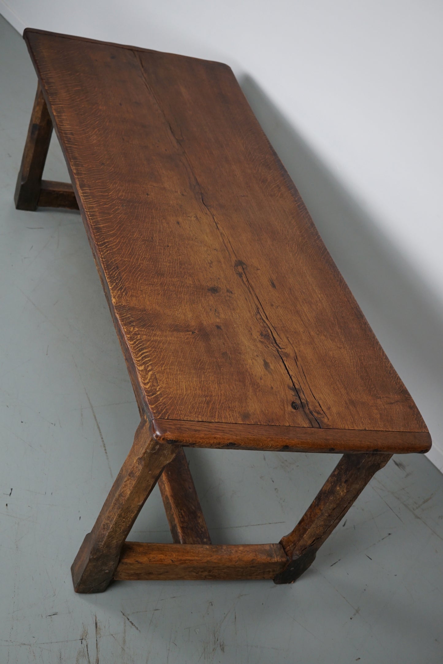 Antique 18th Century French Rustic Farmhouse Dining Table Tiger Oak
