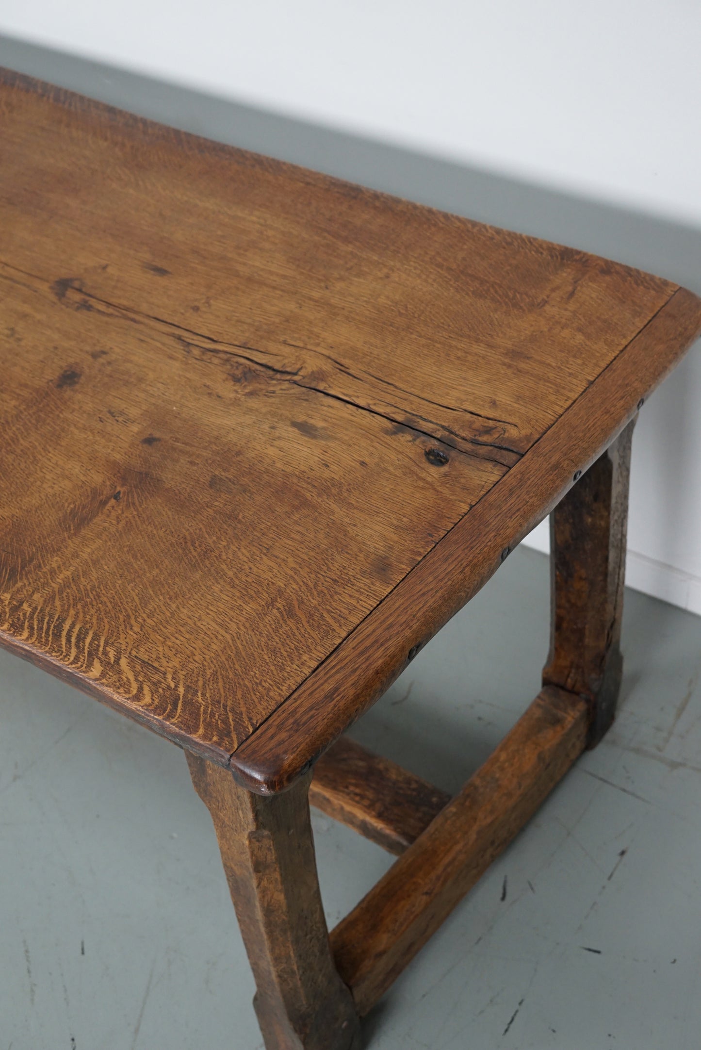 Antique 18th Century French Rustic Farmhouse Dining Table Tiger Oak