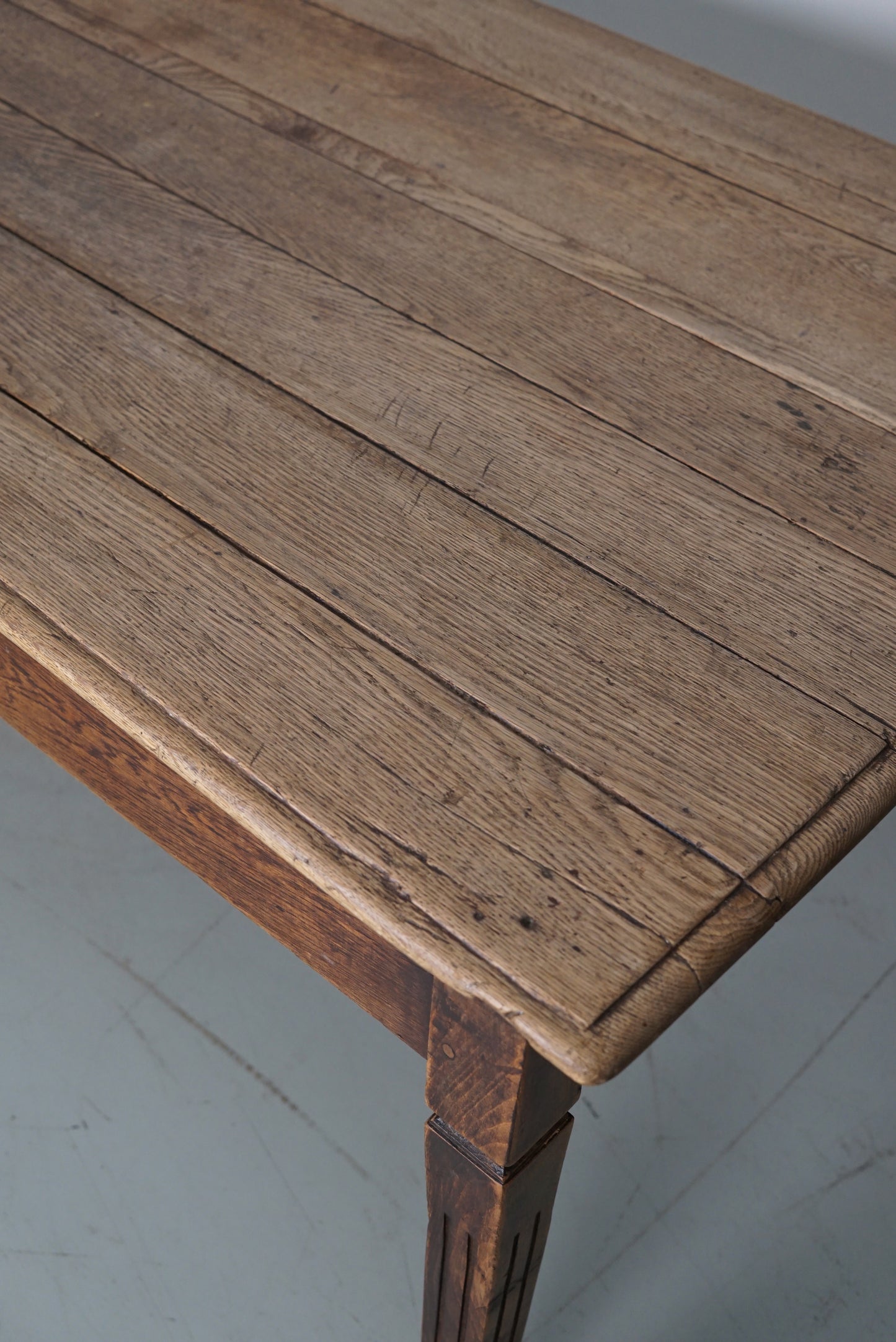 Rustic Dutch Greyed Oak Art Deco Style Dining Table, 1920/30s