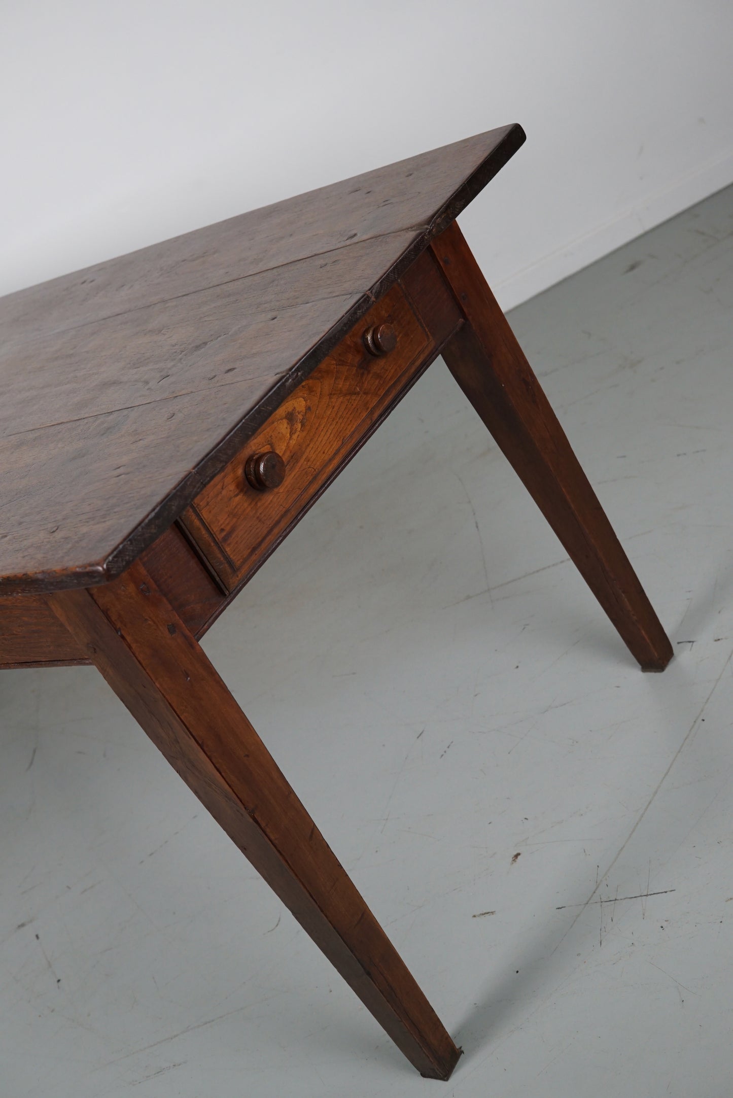 French Oak & Fruitwood Farmhouse Dining Table, Early 20th Century
