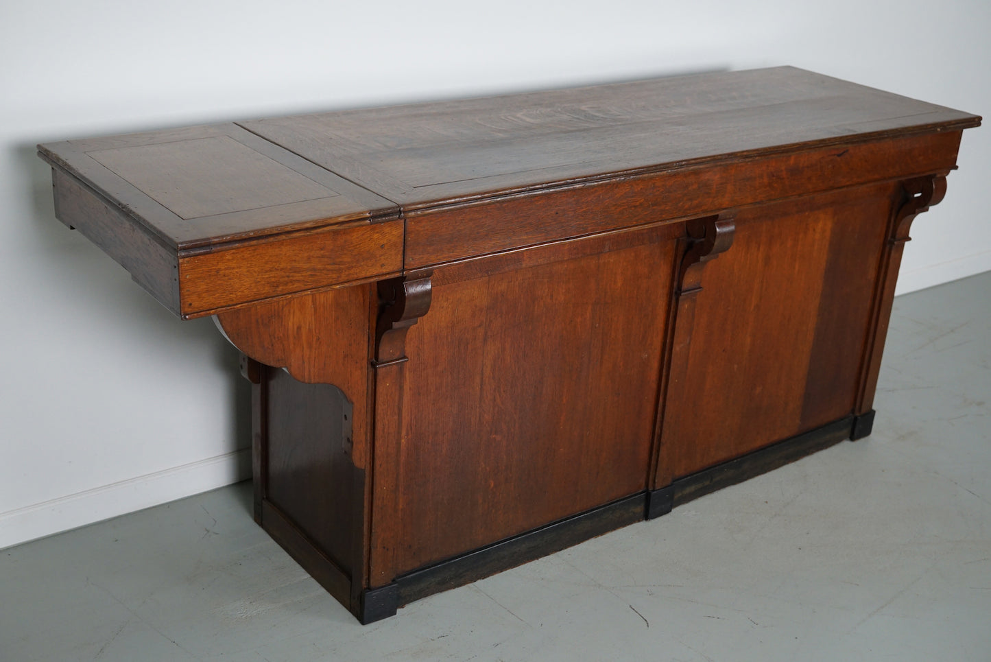 Antique French Oak Shop Counter Cabinet / Kitchen Island, circa 1900s