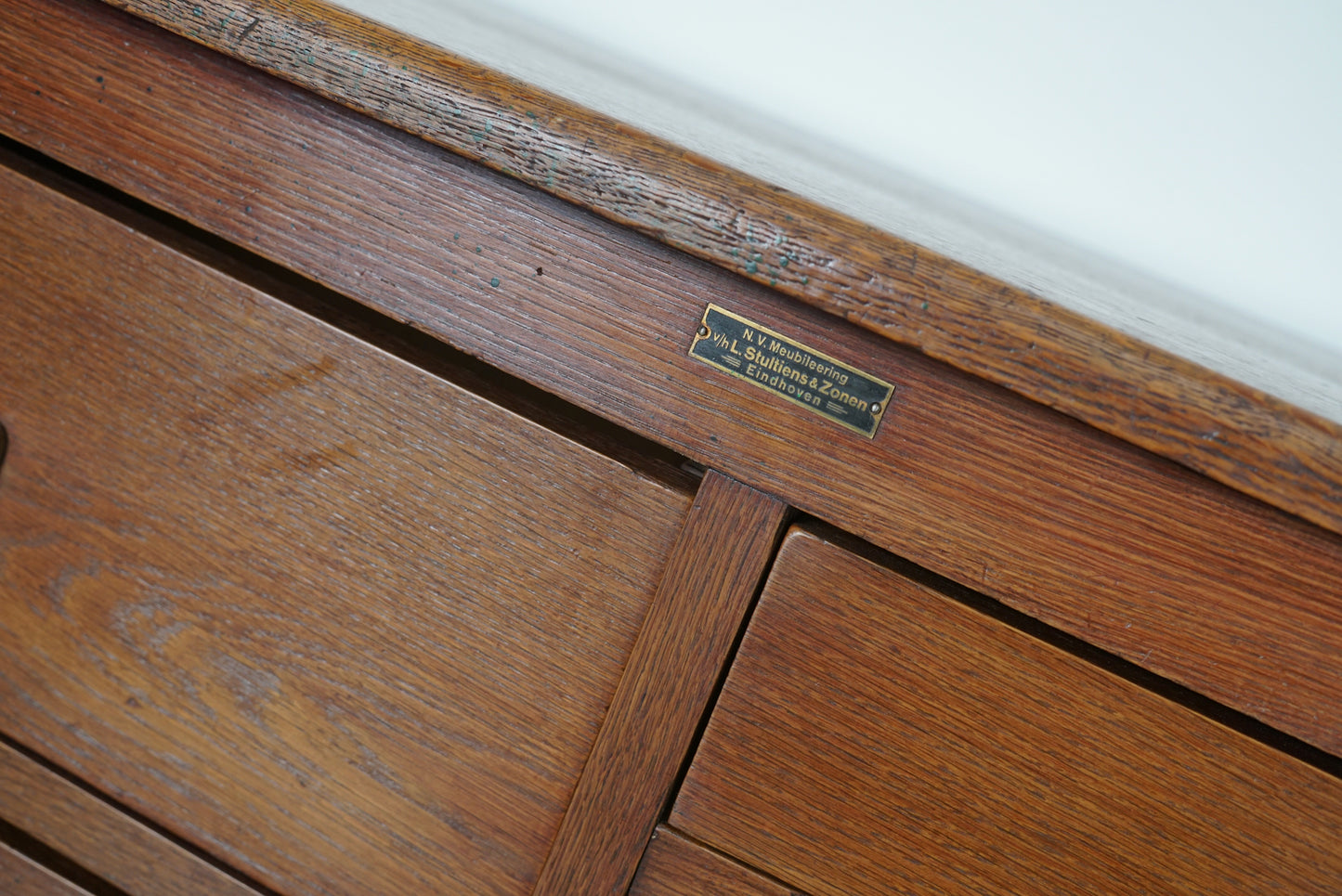 Dutch Industrial Oak Apothecary Cabinet, Mid-20th Century