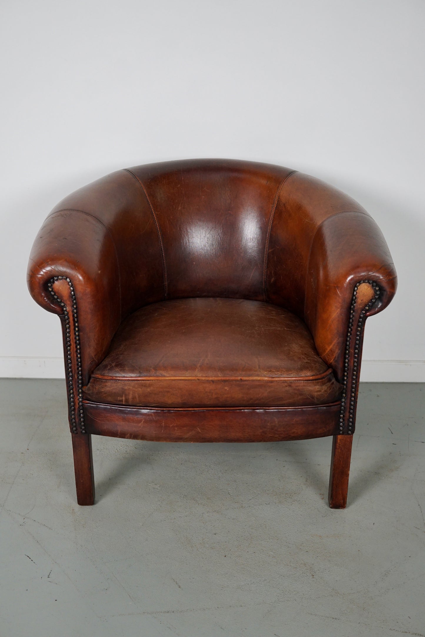 Vintage Dutch Cognac Colored Leather Club Chair