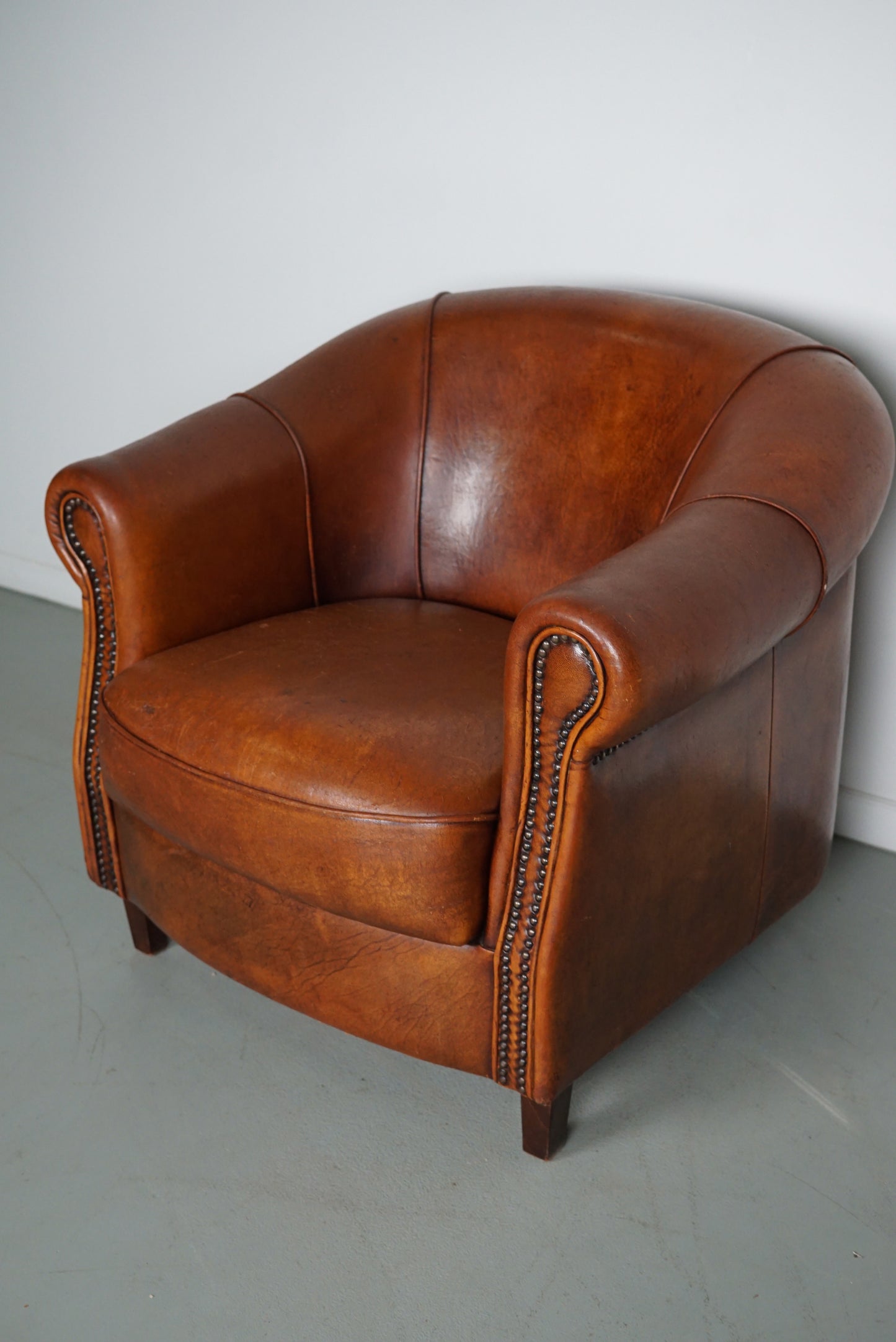 Vintage Dutch Cognac Colored Leather Club Chair