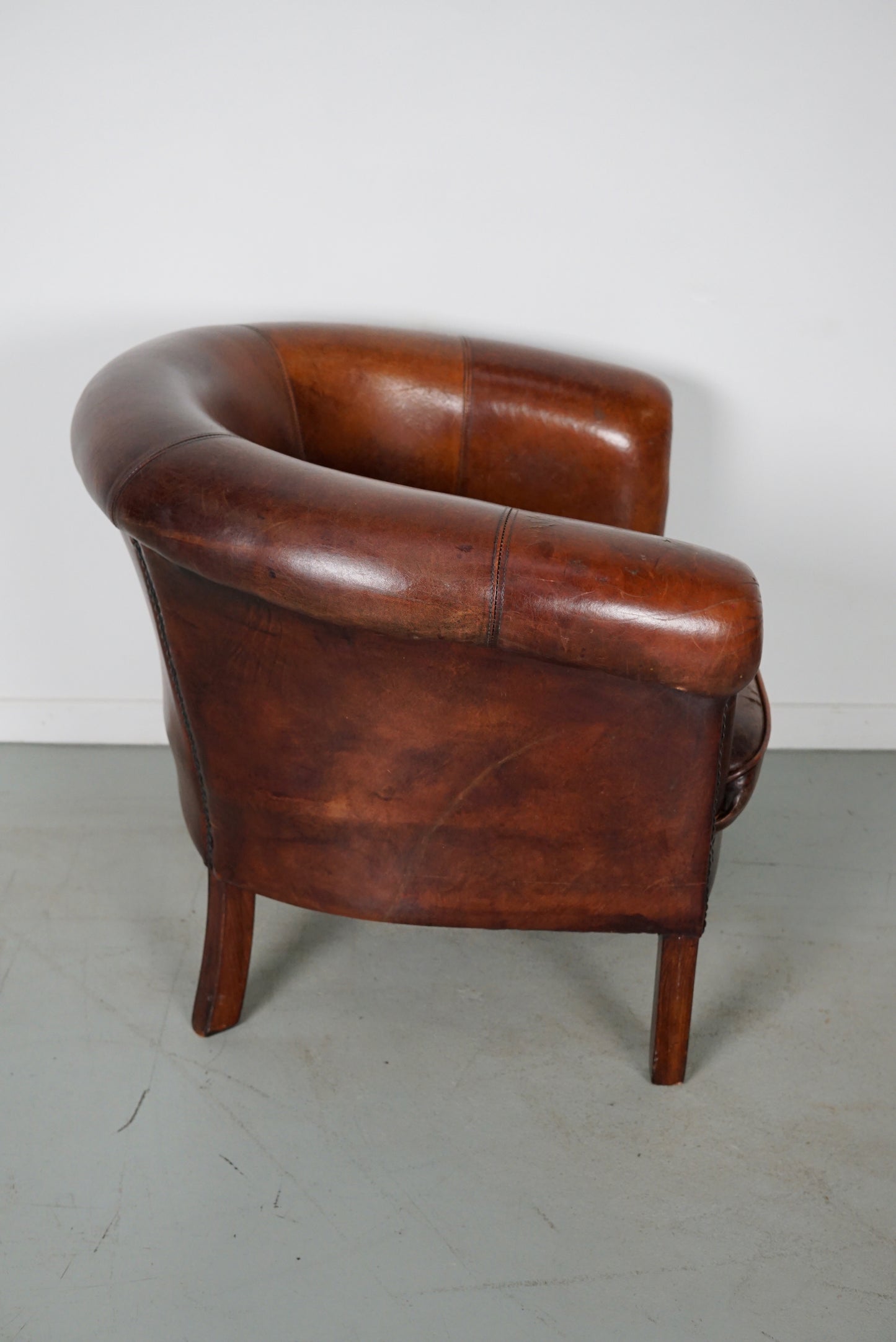 Vintage Dutch Cognac Colored Leather Club Chair
