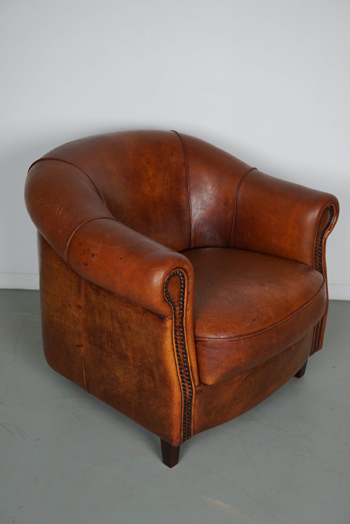 Vintage Dutch Cognac Colored Leather Club Chair