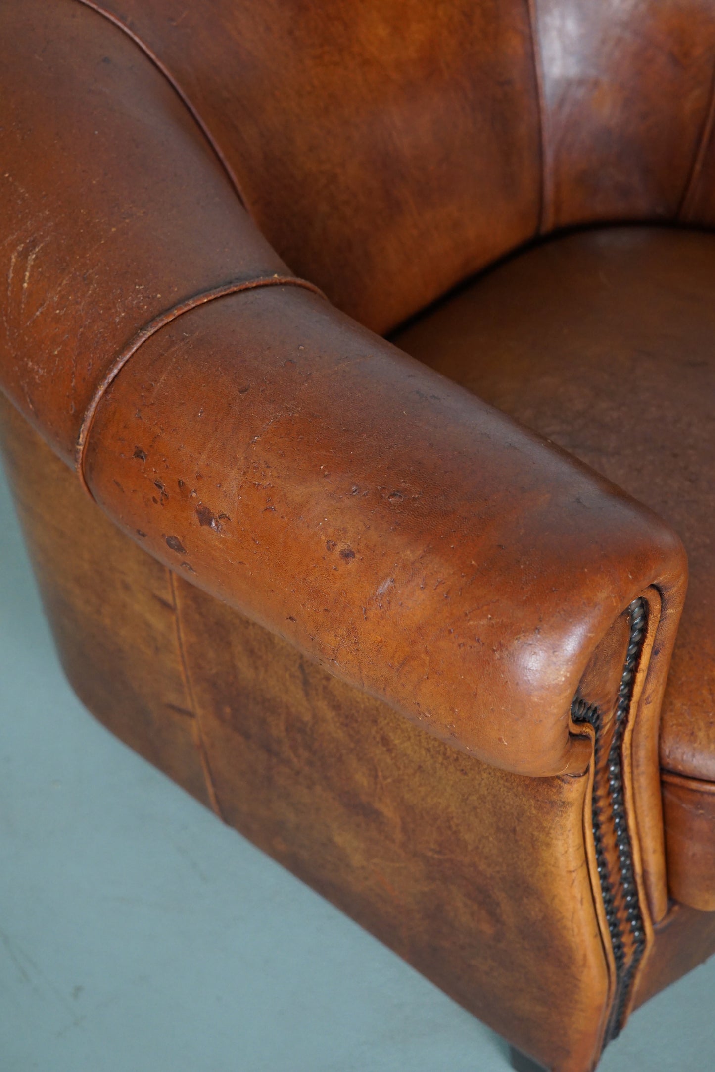 Vintage Dutch Cognac Colored Leather Club Chair