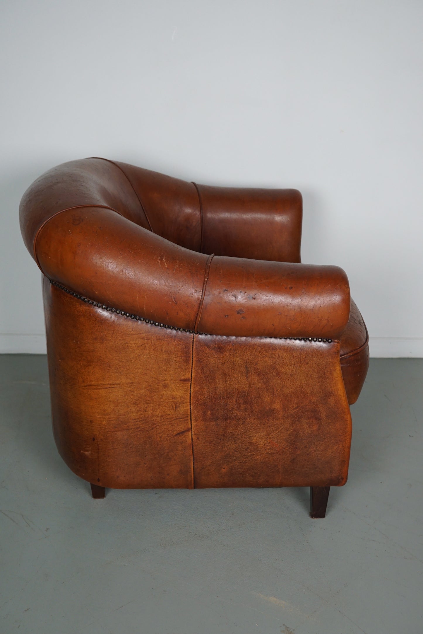 Vintage Dutch Cognac Colored Leather Club Chair