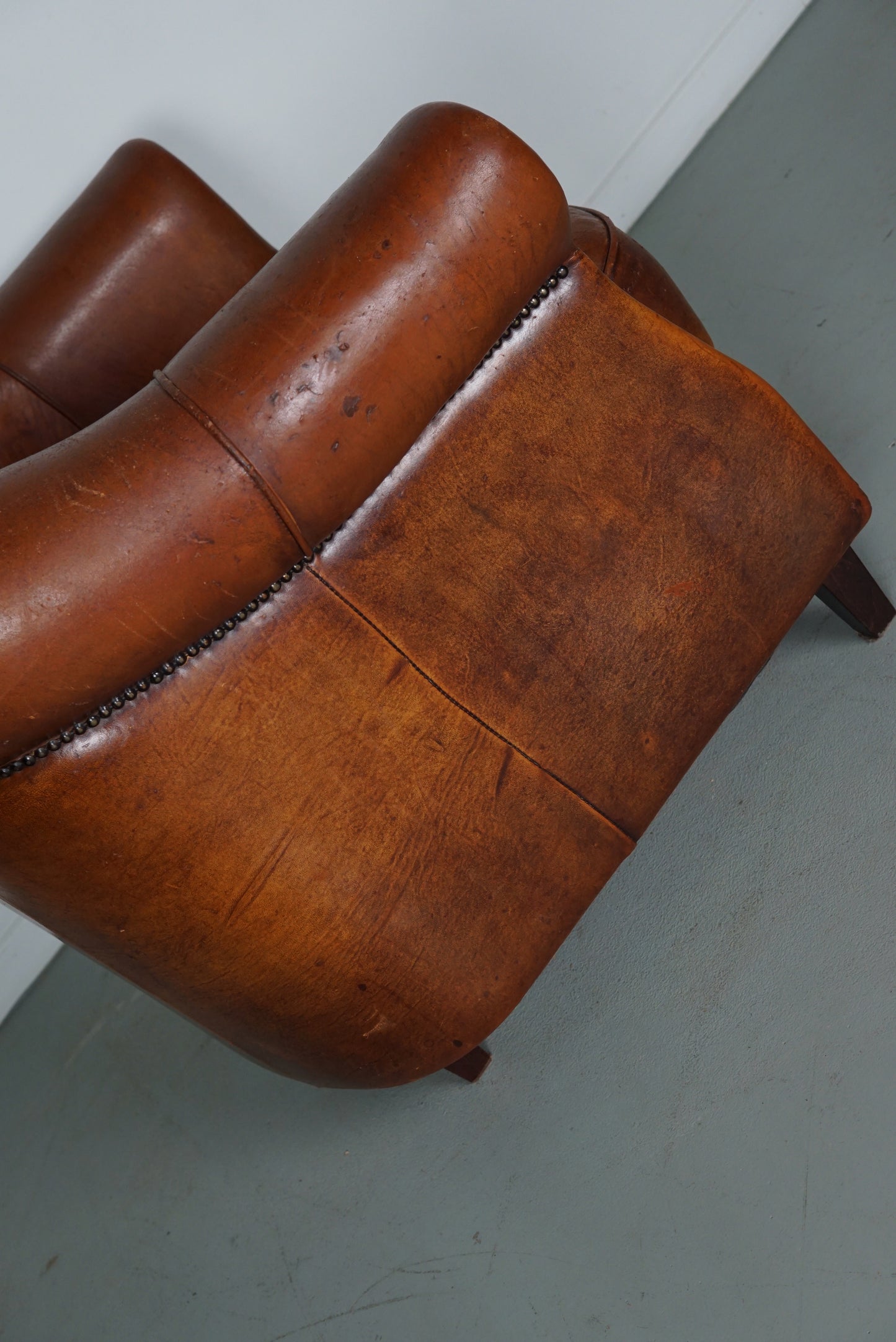 Vintage Dutch Cognac Colored Leather Club Chair