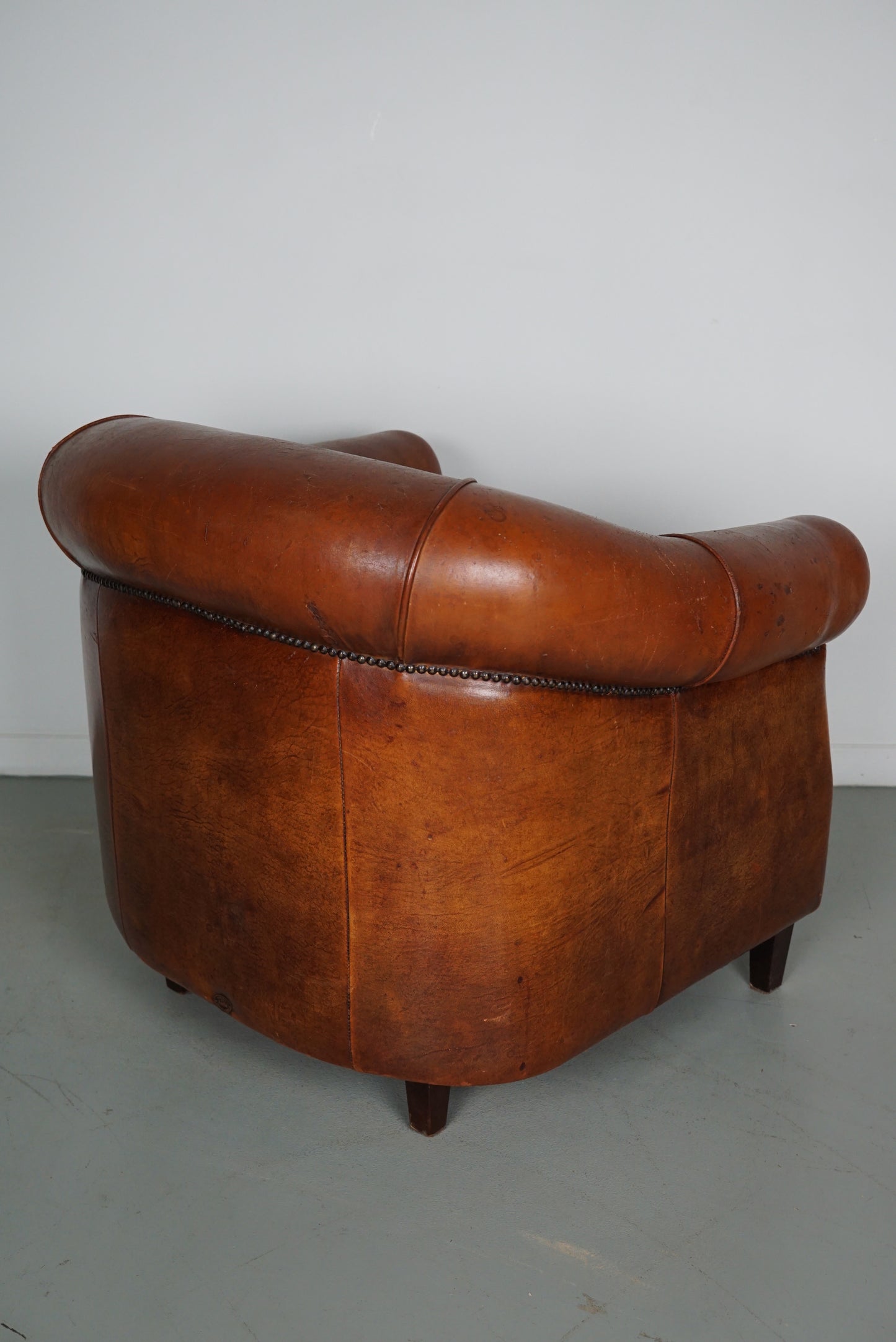 Vintage Dutch Cognac Colored Leather Club Chair