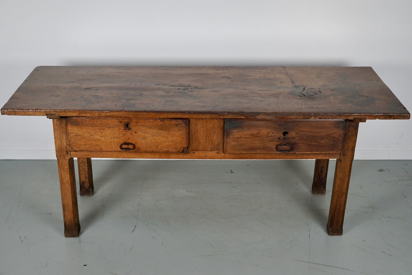 Antique Spanish Rustic Farmhouse Chestnut Side Table / Console, 18th Century