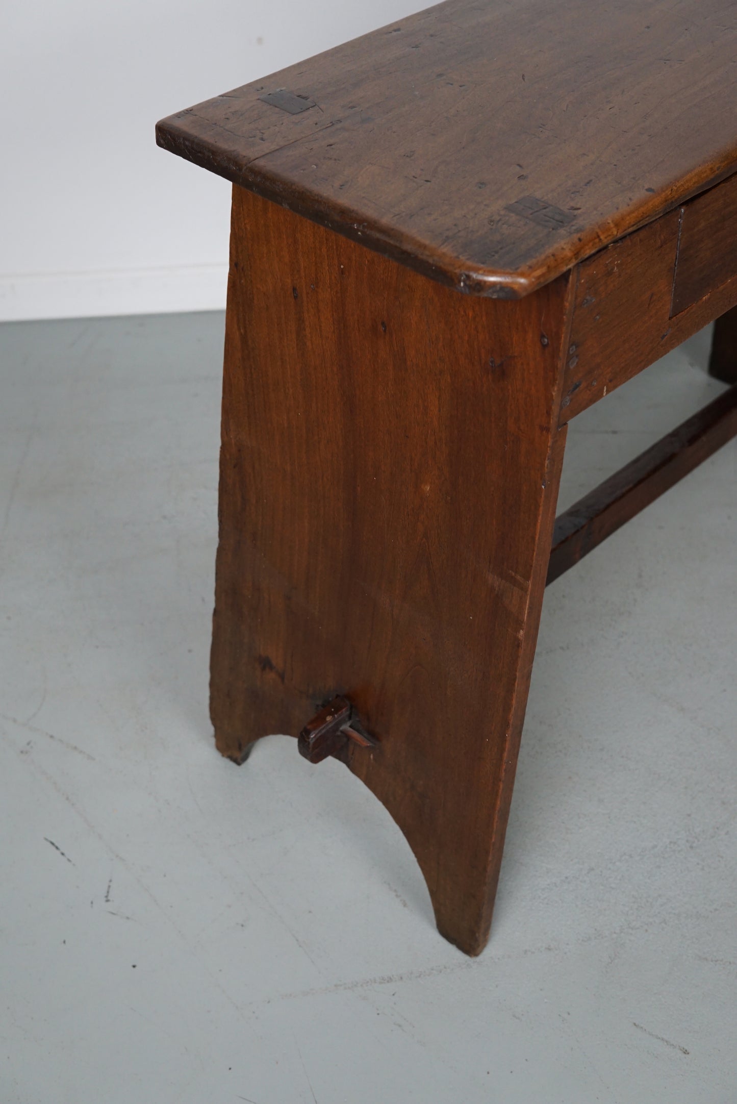Antique French Rustic Farmhouse Fruitwood Side Table, 19th Century