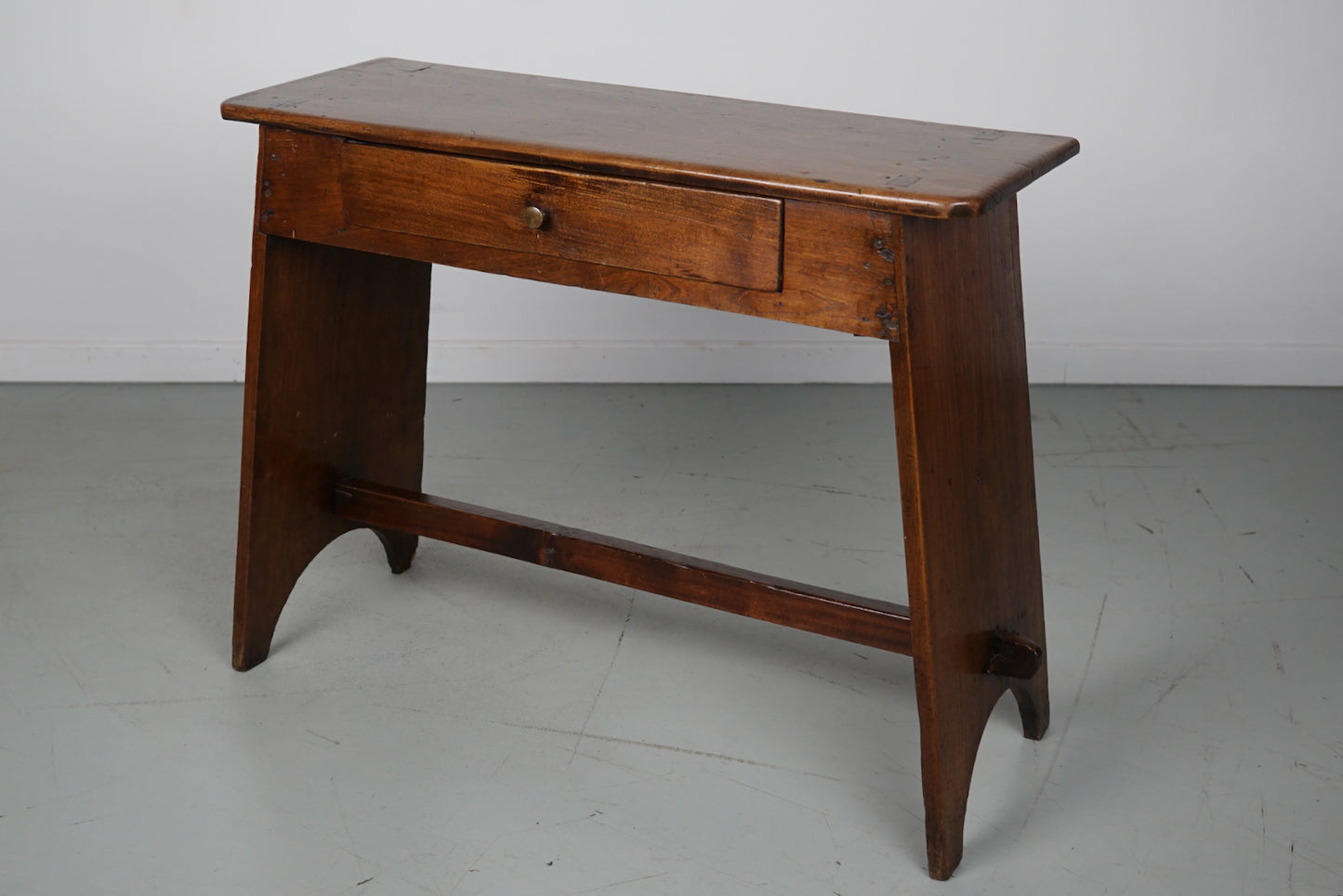 Antique French Rustic Farmhouse Fruitwood Side Table, 19th Century