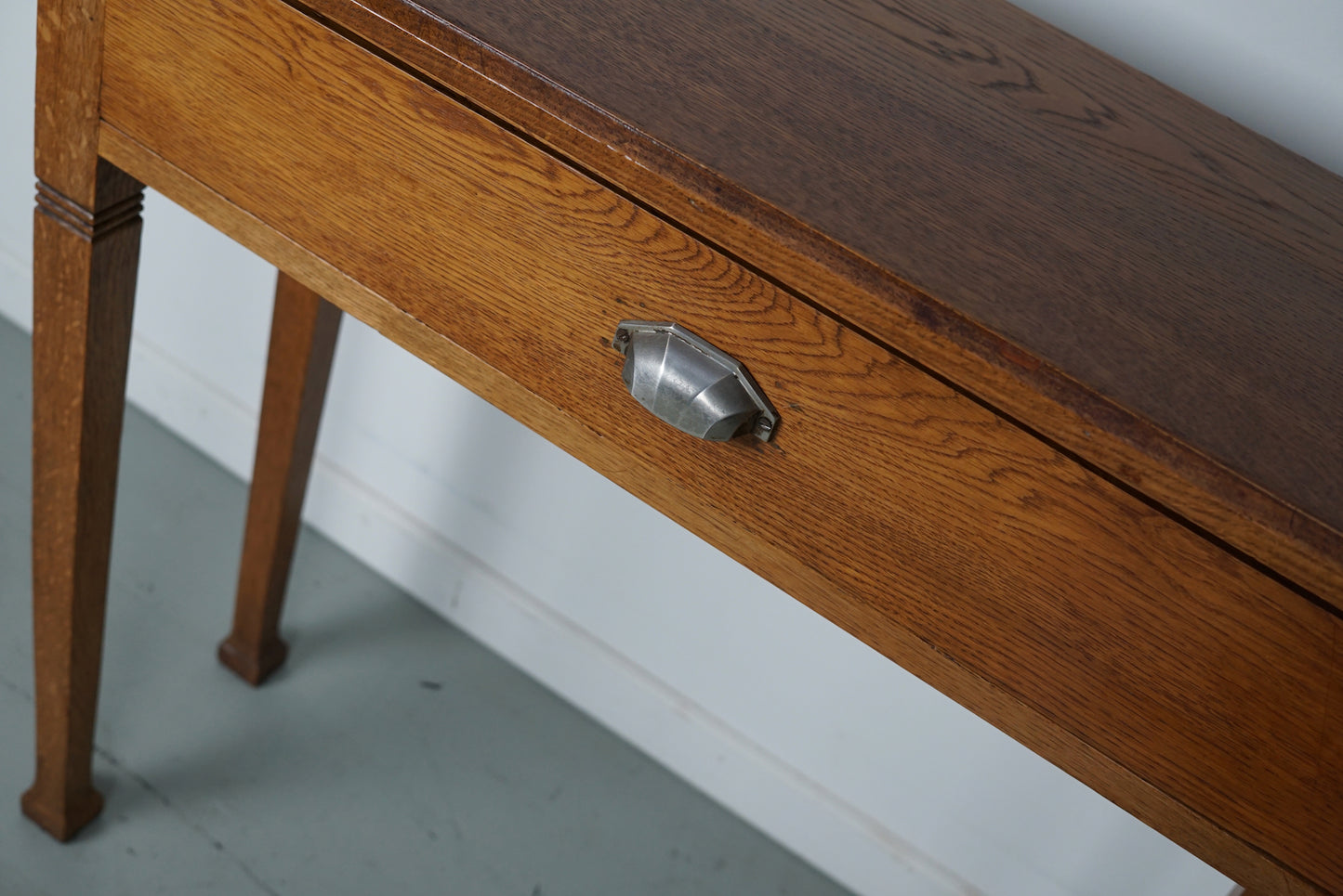 Antique Dutch Art Deco Oak Side Table, 1920s