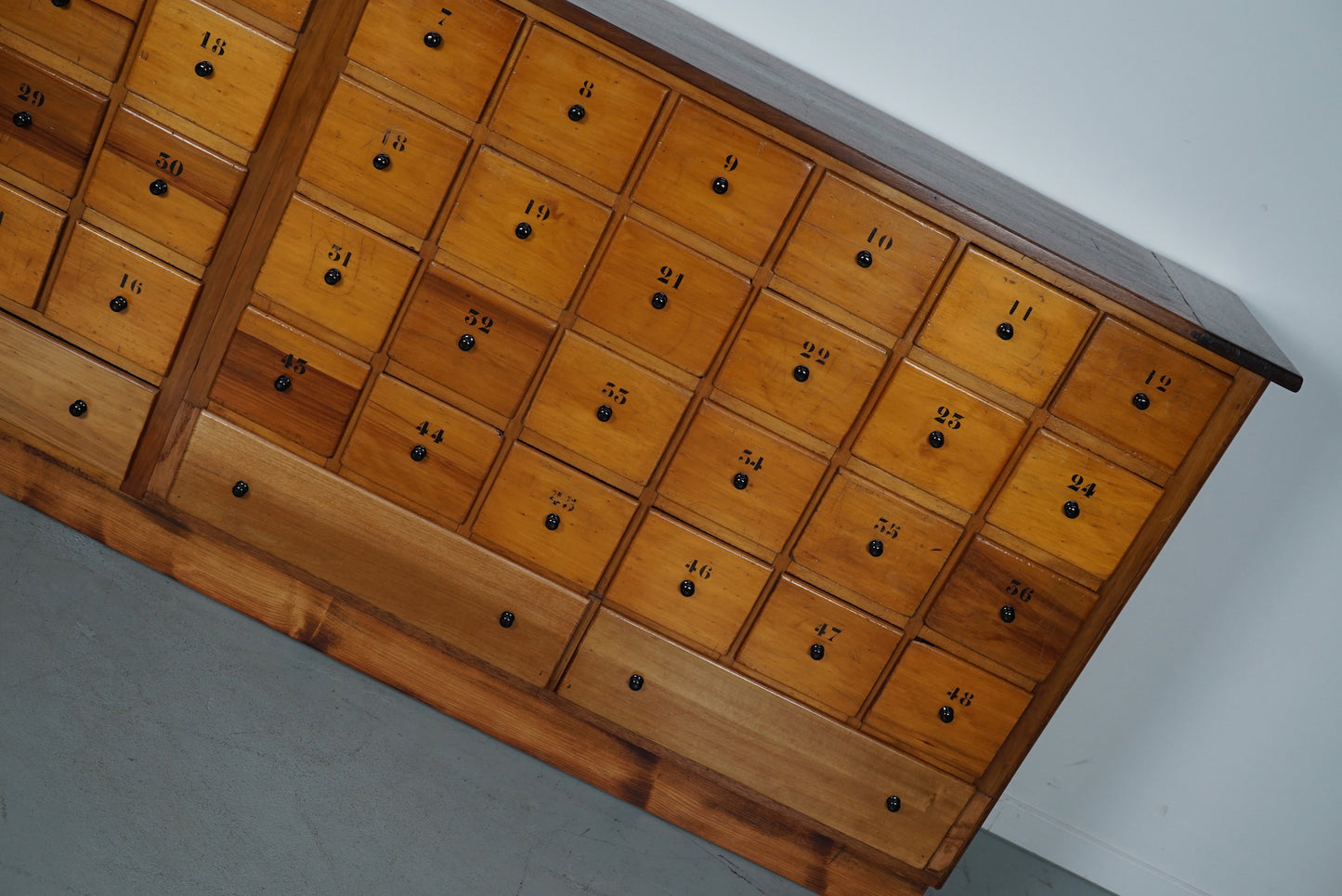 Large Dutch Industrial Beech Apothecary / School Cabinet, Mid-20th Century