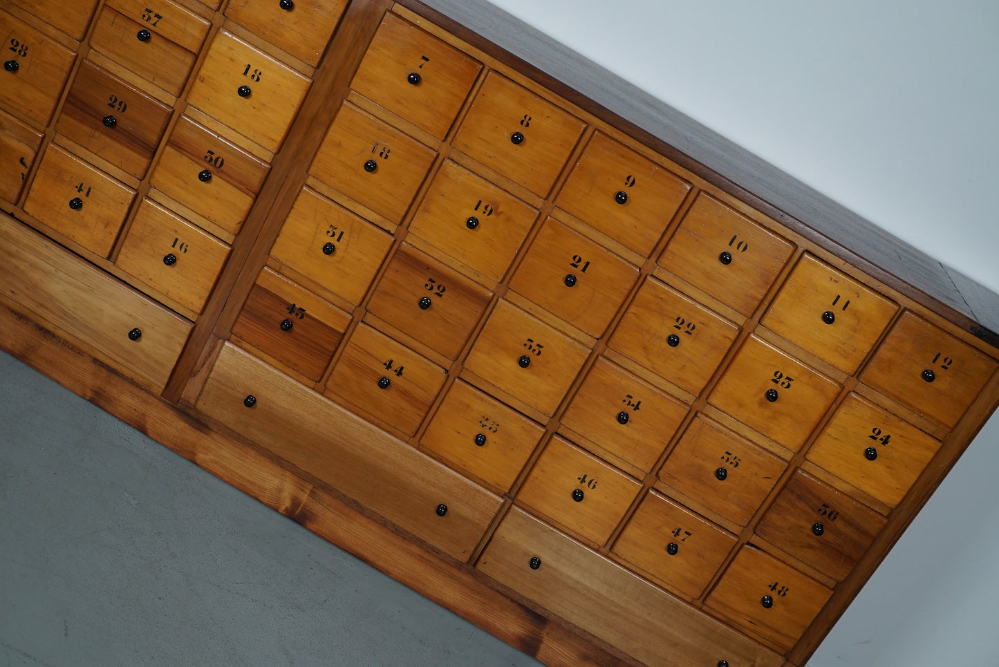 Large Dutch Industrial Beech Apothecary / School Cabinet, Mid-20th Century