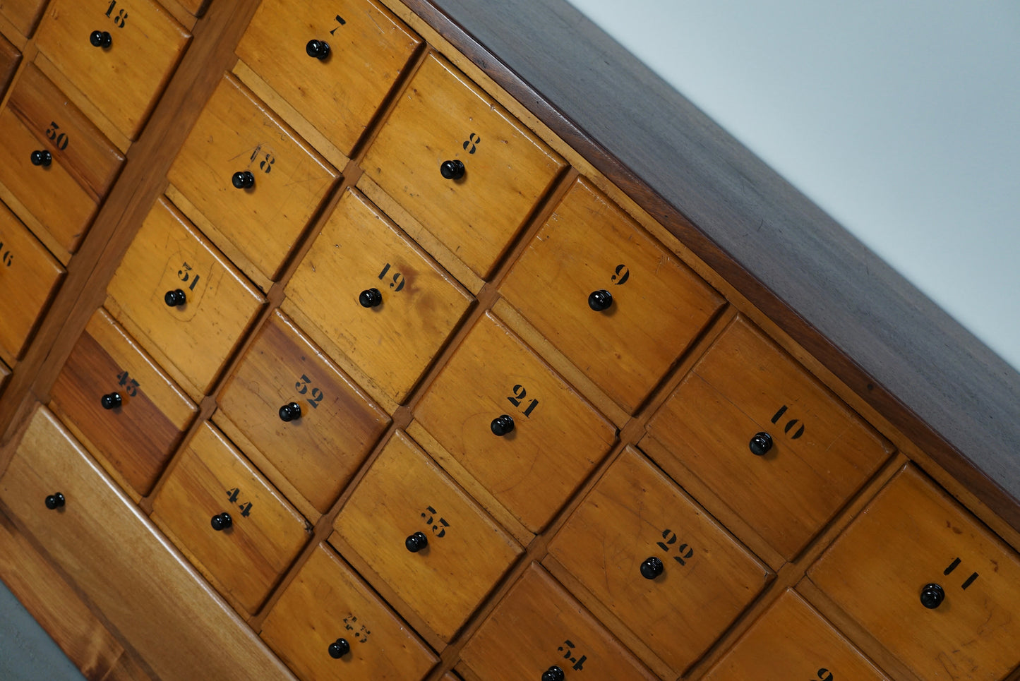 Large Dutch Industrial Beech Apothecary / School Cabinet, Mid-20th Century