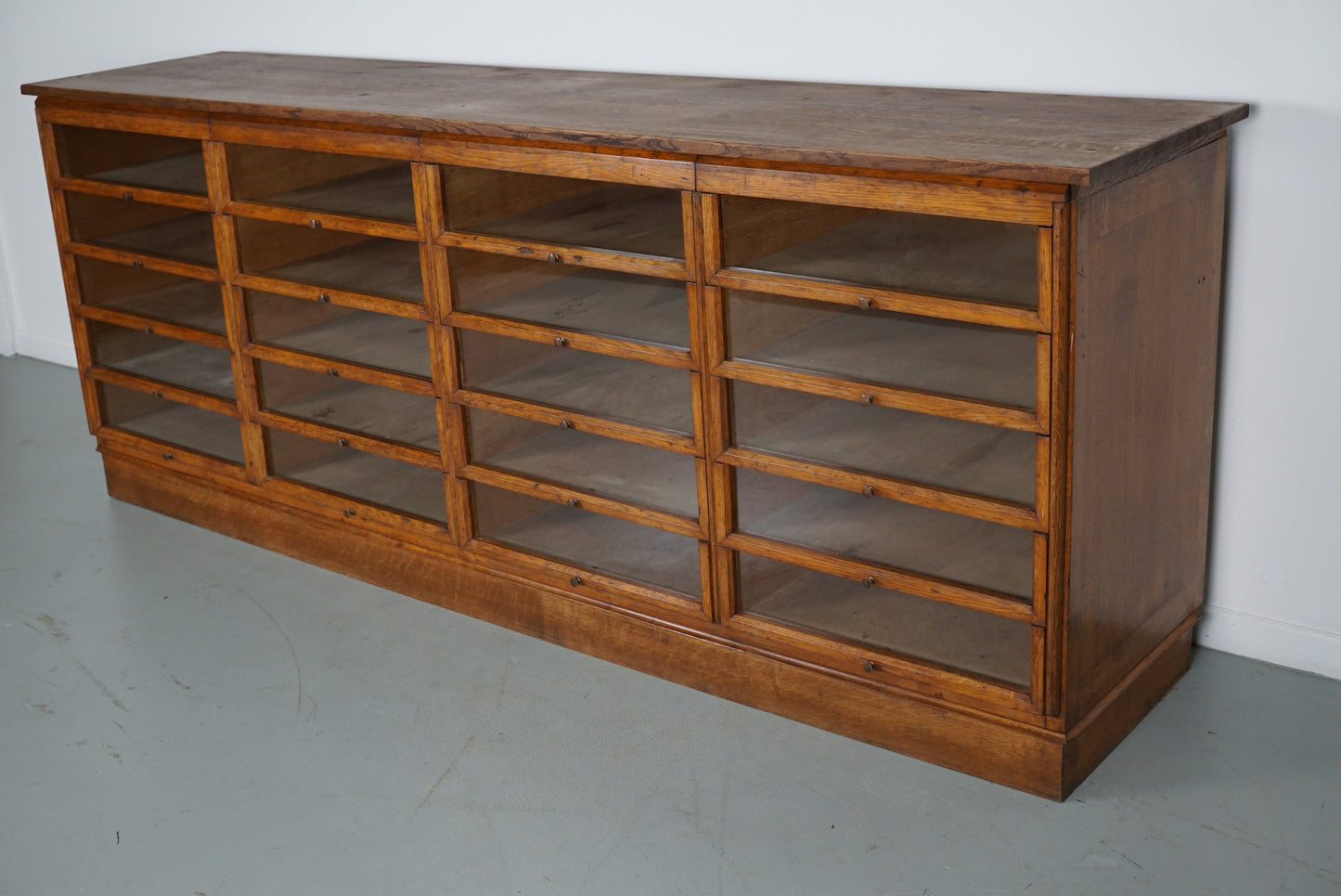 Vintage Dutch Oak Haberdashery Shop Cabinet / Vitrine, 1950s