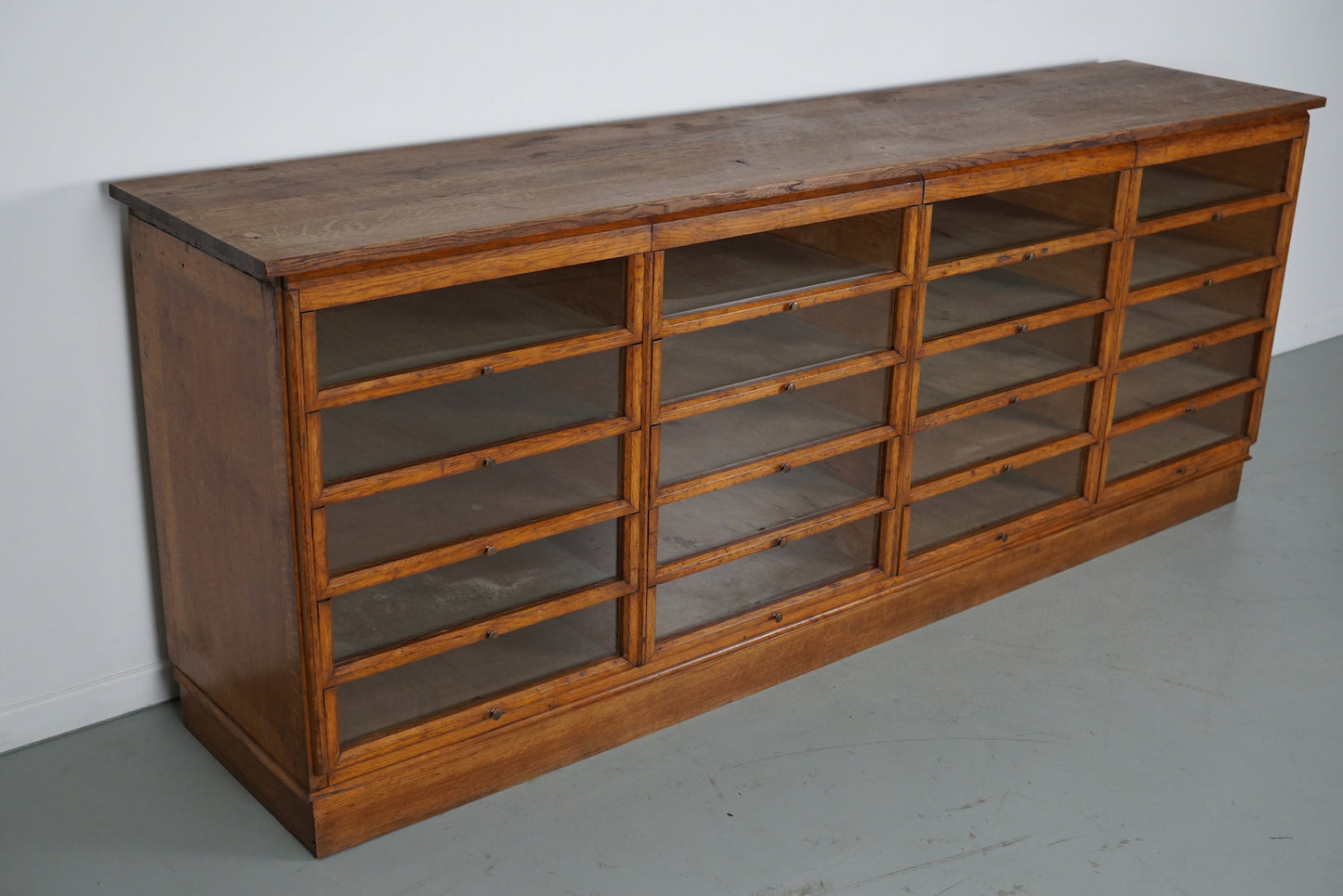 Vintage Dutch Oak Haberdashery Shop Cabinet / Vitrine, 1950s
